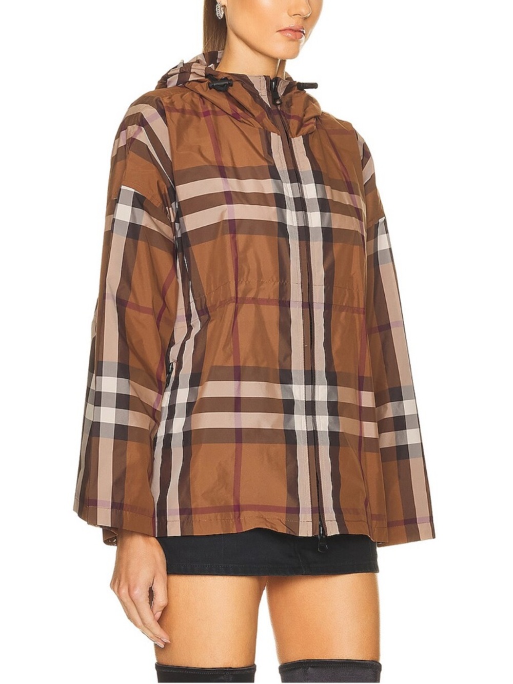 $1,190 Burberry Brown Bacton Nylon 3C Check Jacket  Sz. 8 US